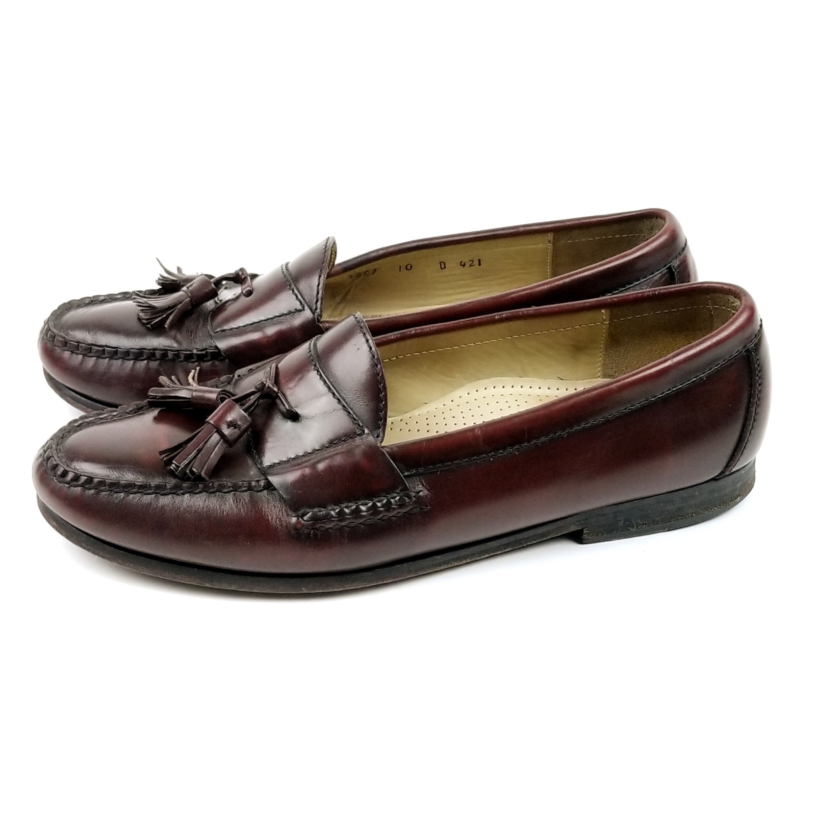 Burgundy Pinch Tassel Loafers Shoes 