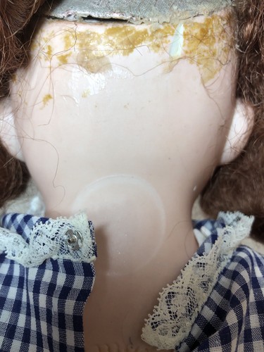26.5” Antique Germany Bisque Redhead Girl Blue Stat. Eyes Doll Leather Body #L - Picture 11 of 12