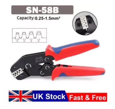SN-58B Ratchet Crimping Plier Crimper Tool 0.25-1.5mm² AWG23-16 for Terminal Kit