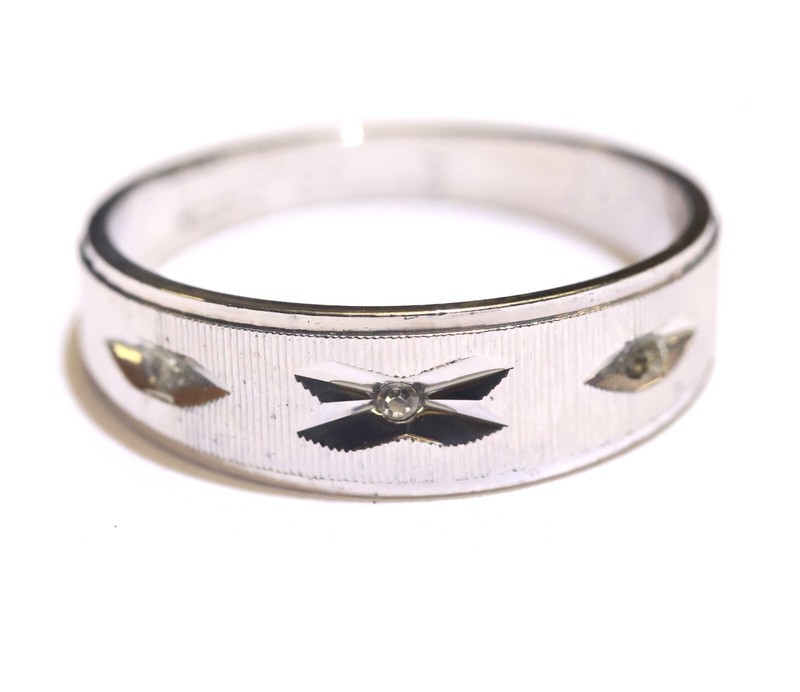 925 STERLING SILVER CZ cubic zirconia wedding band ring mens 3g 9.25 estate