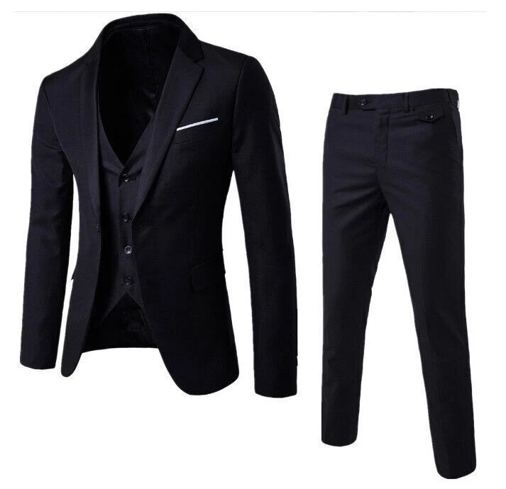 Neu Herrenanzug Business Jacke Weste und Hose 3-teiliger Hochzeitsfeier Blazer - Bild 3 von 4
