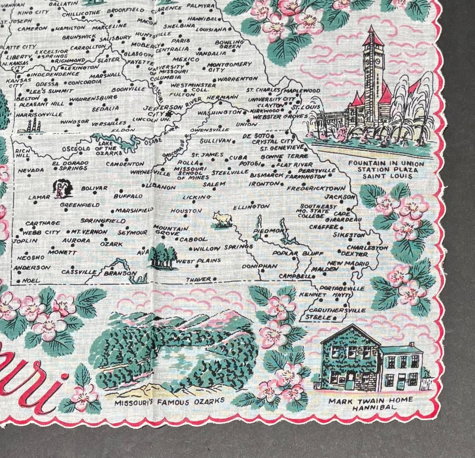 Pañuelo Missouri The Show Me State Souvenir Pañuelo Rojo Rosa Verde De Colección Foto 3 de 4