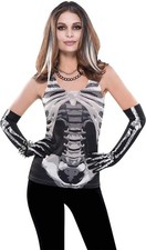 Skeleton Tank Top Black Bone Suit Yourself Fancy Dress Halloween Adult Costume