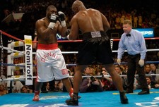 Danny Williams white trunks and Mike Tyson black trunks fights eac- 2004 Photo 1