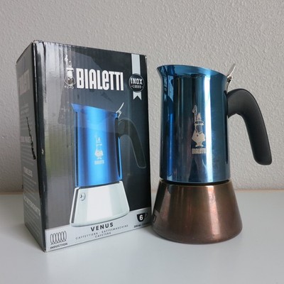 Bialetti Venus Blue Stainless Steel Stovetop Espresso Maker 6 Cups Mokapot