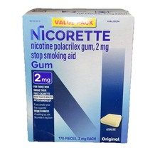 Nicorette 2mg Stop Smoking Aid Nicotine Gum, Original - 170 Count - Exp 9/27