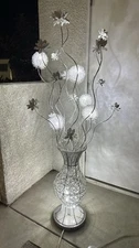 Decorative Floral Metallic Silver Floor Lamp Modern Style Novelty Shade