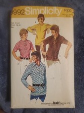 Mens Shirt Set of Knit Shirts 1970's Vintage Pattern Simplicity 9992 Size Small
