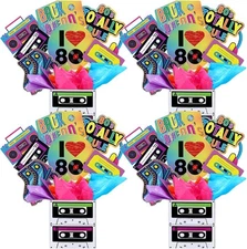 4 Set 80's Party Decorations Retro 1980's Centerpiece Include 4 Cassette 80s 