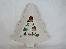 Jamestown China The Joy Of Christmas Tree Shaped Cookie  Plate 1987