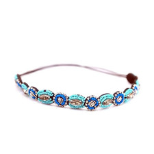 Fashion Handmade Crystal Rhinestone Beads Headband, Retro Style Elastic Hairband