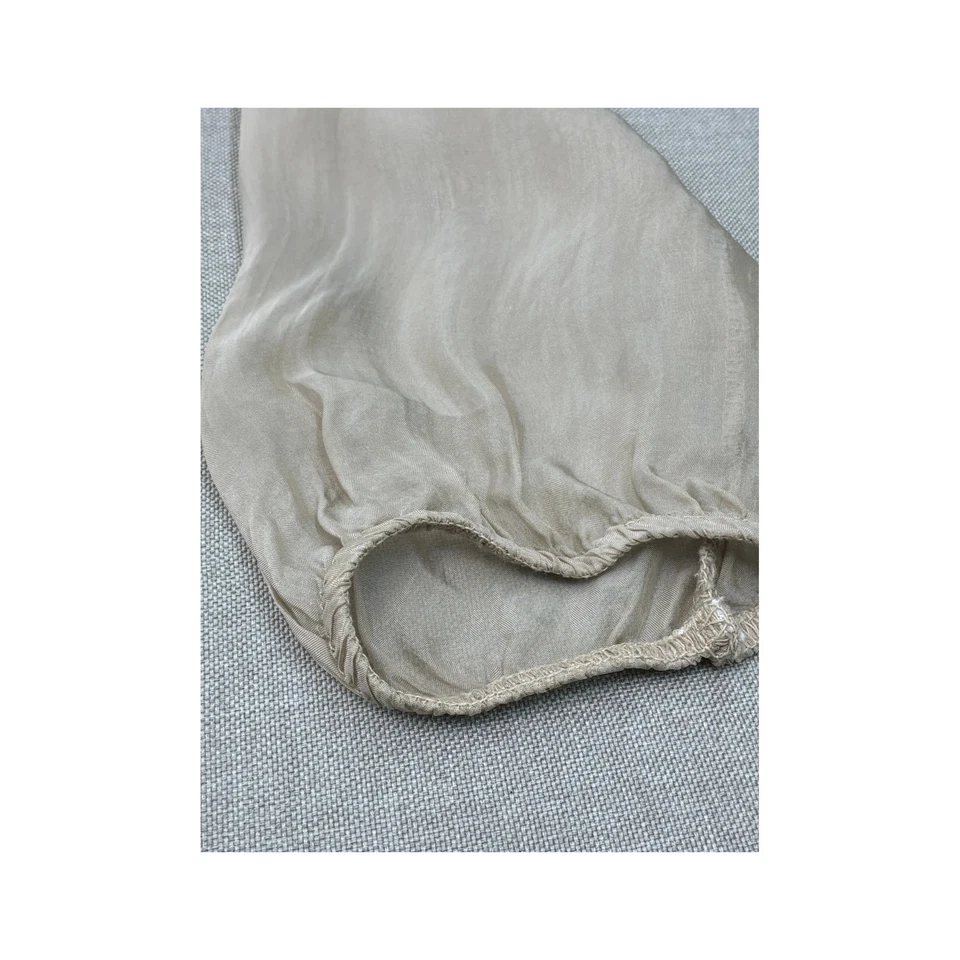 Clothing Company of America Vestido Vintage Años 90 Seda Boho Hi-Lo Beige Crema - Imagen 4 de 4