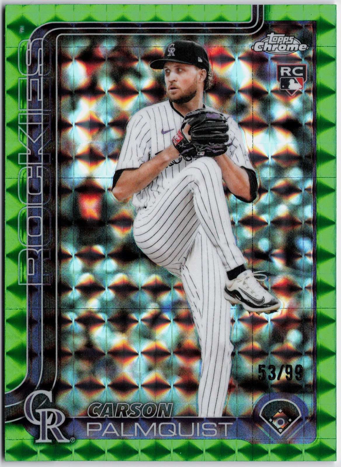 2025 Topps Chrome Update #USC173 Carson Palmquist Green Geometric #/99 RC Rookie