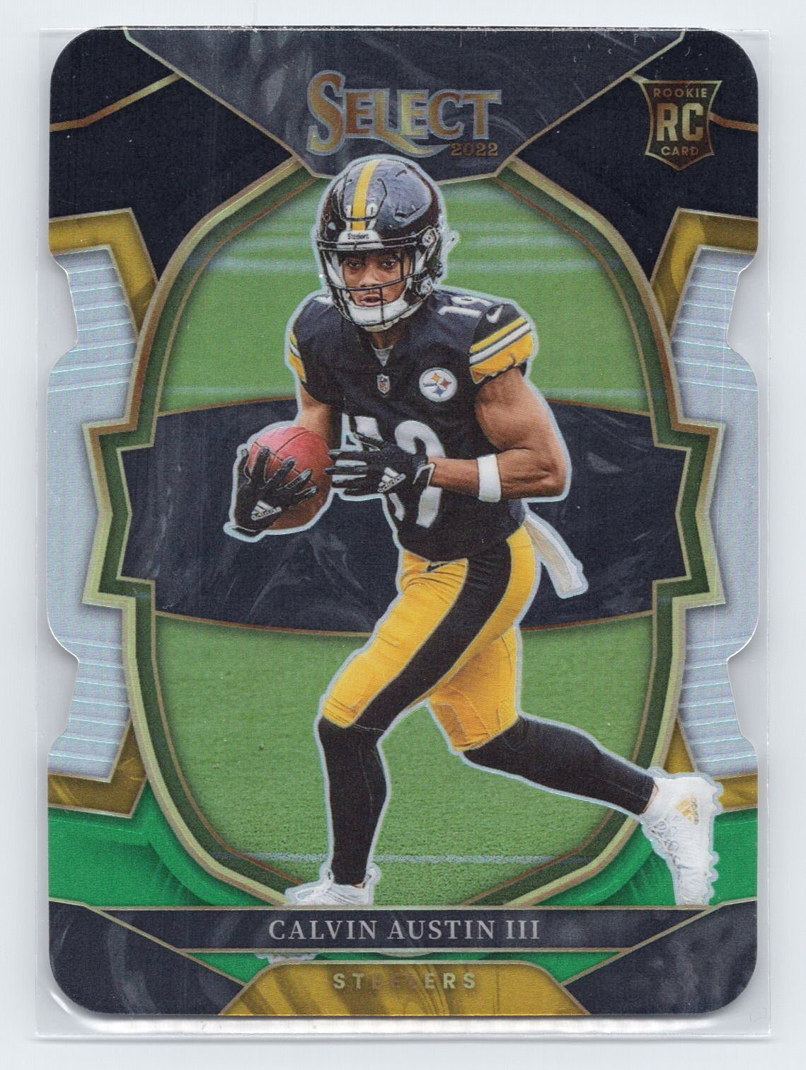 2022 Panini Select #65 Calvin Austin III Black and Green Prizm Die Cut