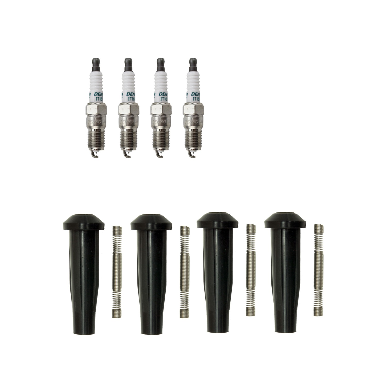 Denso 4 Iridium Spark Plugs  NGK 4 Coil Boots Kit for Escape Mariner L4 2.3