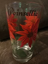 VTG Boscul Peanut Butter Jar Drinking Glasses Tumblers with Poinsettia Flowers