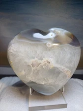 1320g Inc Stand Sparkle Druzy quartz Orca agate crystal Minerals Heart Carving 