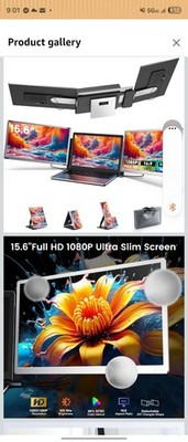 S6 Triple Screen Laptop Screen Extender 15.6'' Dual Screen Monitor, 1080P NEW