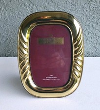 Vintage 5x7 Swirl Art Deco Brass Photo Picture Frame with Velvet Back and Stand