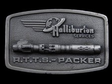 SB11174 VINTAGE 1970s **HALLIBURTON SERVICES R.T.T.S. - PACKER** BELT BUCKLE