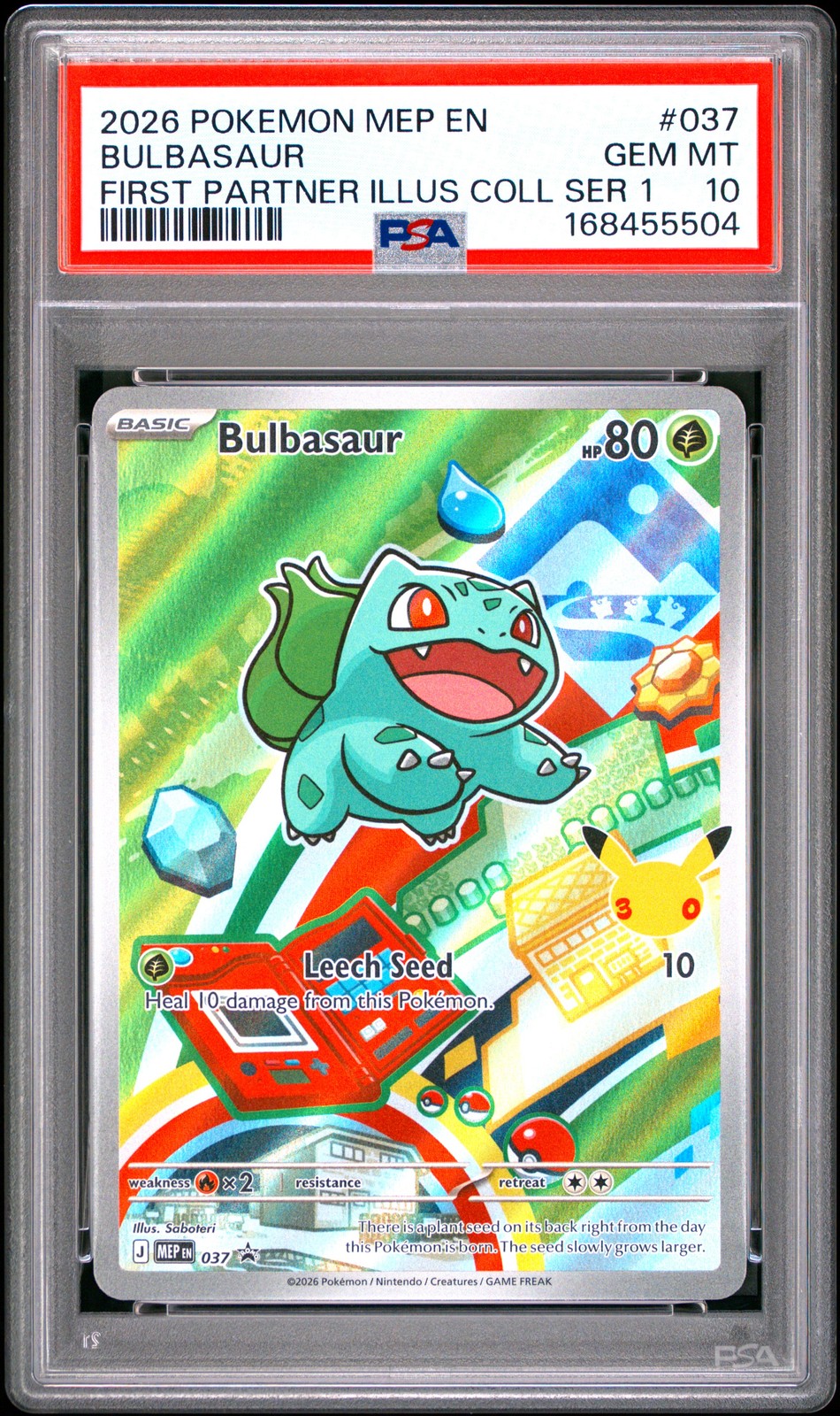 2026 POKEMON MEP FIRST PARTNER ILLUSTRATION COLLECTION #037 BULBASAUR PSA 10