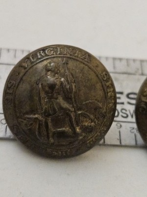 3 Civil War Virginia State Seal Confederate Officer's Buttons Non