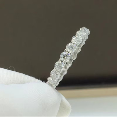 Moissanite Full Eternity Wedding Band Solid 14K White Gold 2CT Round For Women's
