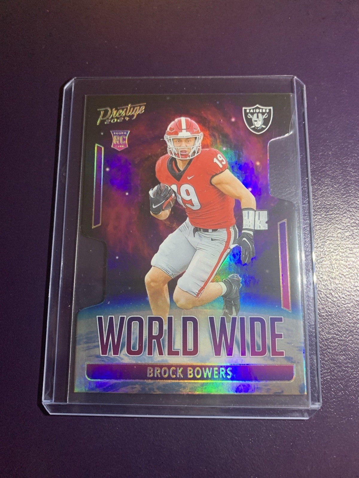 2024 Panini Prestige - BROCK BOWERS - RC World Wide Case Hit SSP Raiders #WW-BBS