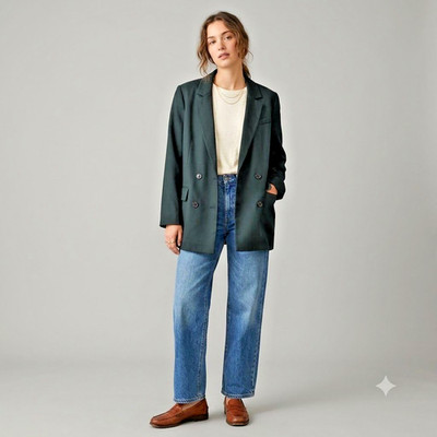 Madewell Black Double-Breasted Womens Blazer Size M Casual Chic