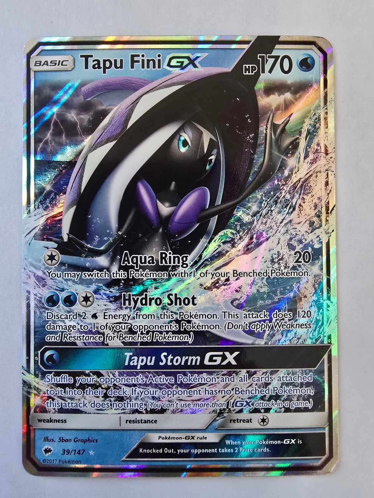 Tapu Fini GX 39/147 Holo Rare GX Burning Shadows Pokemon NM