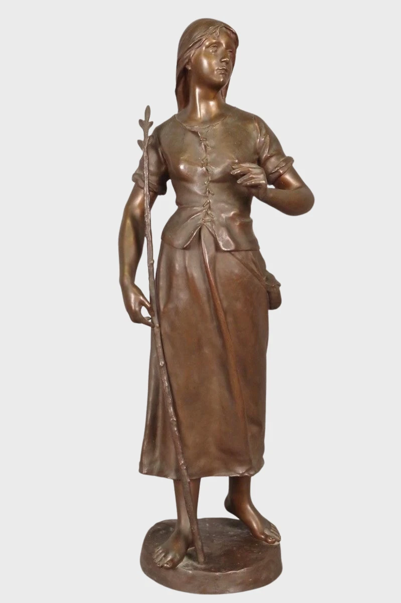 Statue Jeanne D'Arc Au Sacre – Façon Bronze – Résine – Reproduction Antique (Neuve)