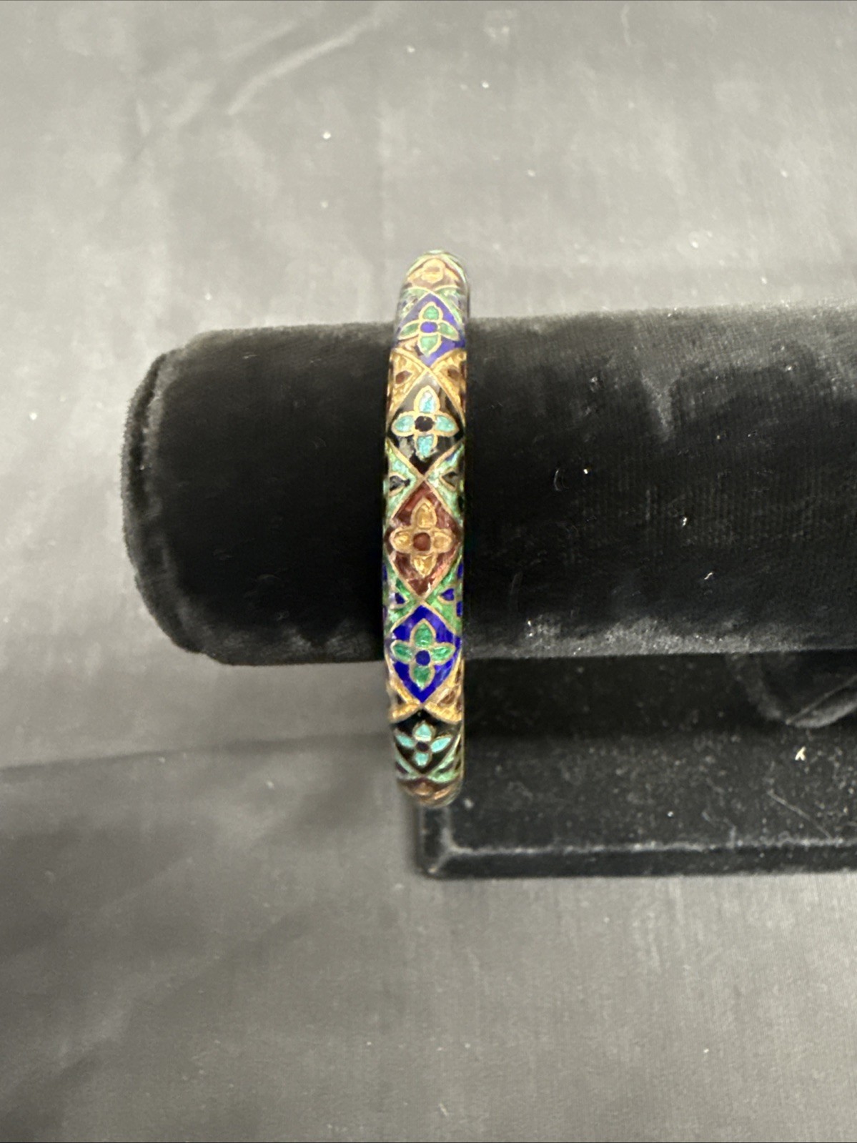 Colorful Bangle Bracelet Flower Pattern Gold Tone - image 4