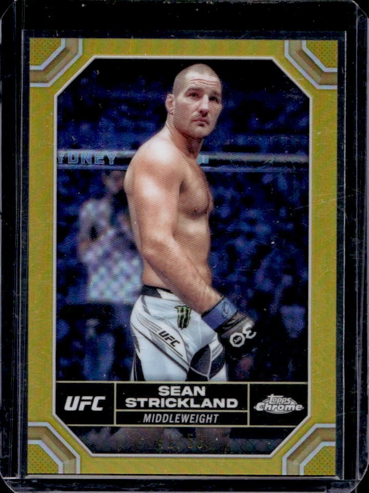 2024 Topps Chrome UFC Sean Strickland Gold Refractor #/50