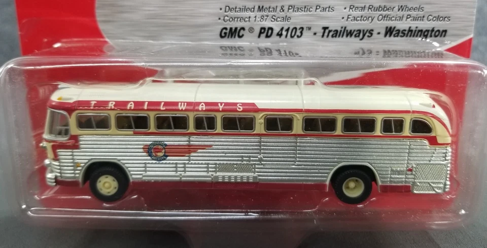 MINI METAL HO 1:87 GMC PD 4103 TRAILWAYS BUS DIECAST CLASSIC METAL WORKS - Image 3 of 4