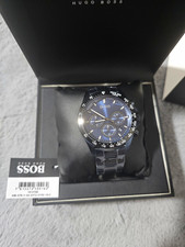 BOSS Hugo Boss Herren Quarz Chronograph Uhr 1513758 blaues Zifferblatt Box