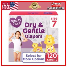 Parents Choice Dry and Gentle Diapers Size 7 120 Count