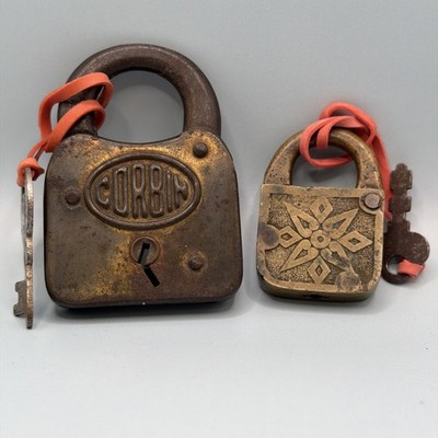 VINTAGE CORBIN Padlock With Key Plus Extra Vintage Lock