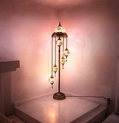 Beautiful Dome Style Turkish Stained Glass Mosaic Floor Lamp