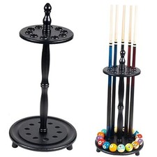 Pool Stick Holder Floor Stand,Billiard Cue Rack Holds 10 Cues and a Full Black