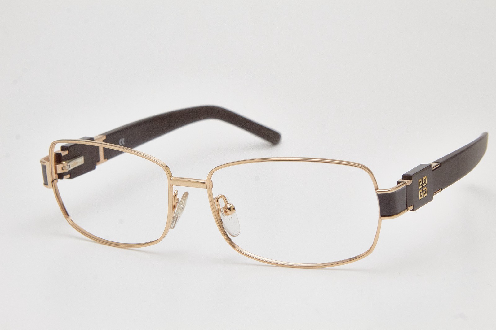 GIVENCHY SGV328 Eyeglasses Gold Dark Brown Temple Logo Rectangle thumbnail 4
