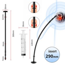 Male Long Silicone Urethral Sounds Penis Stretching Plug Hollow Dilator BDSM