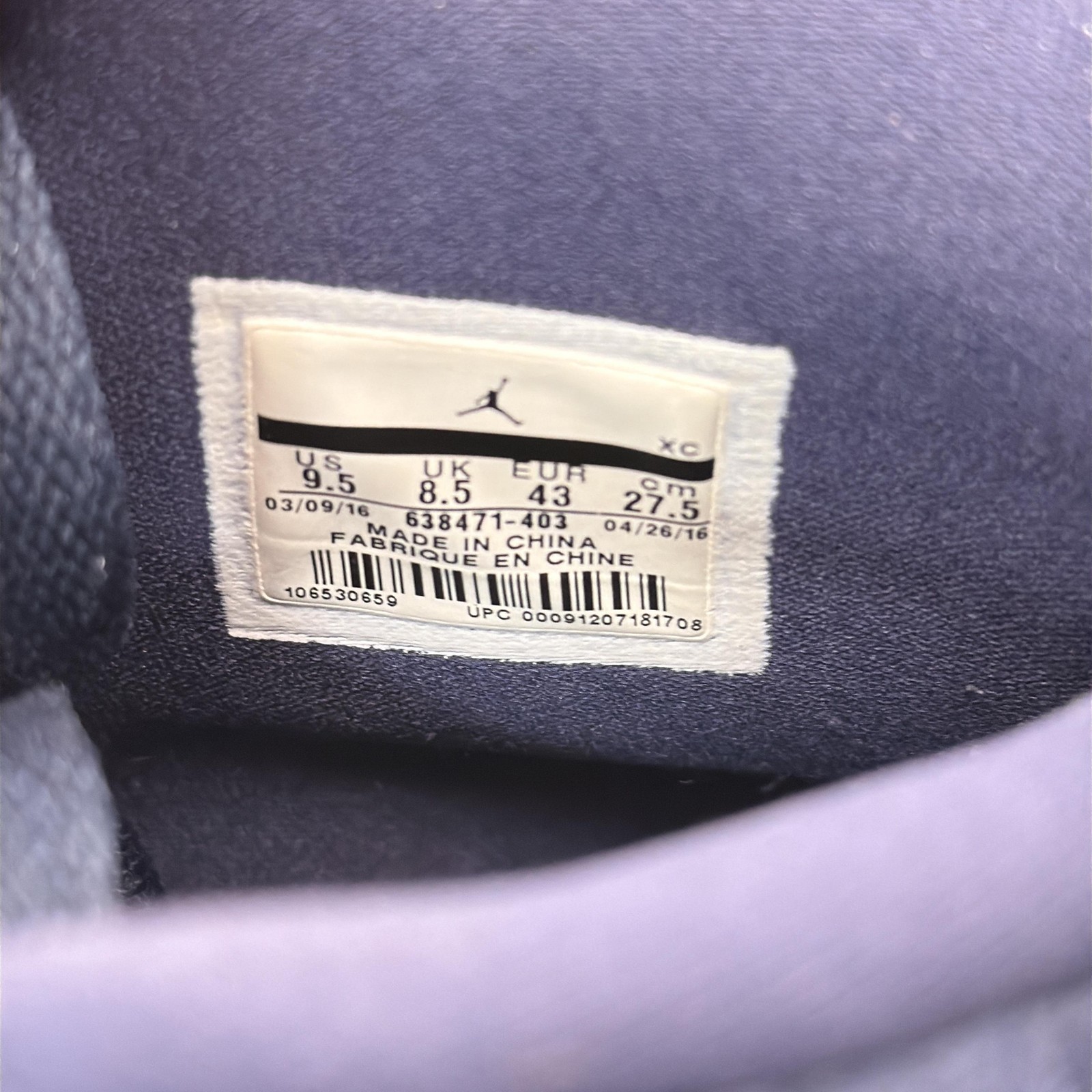 Nike Air Jordan 1 Shoes Mens Size 9.5 Blue Quilted High Top Sneakers 638471-403 thumbnail 7