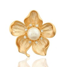Yellow Flower Brooch - White Pearl Wedding Bridal Bouquet Party Daily Accessory