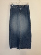 Vintage Y2K JOUJOU Denim Maxi Skirt Size 3/4 Blue Long Denim Jean Skirt Slit