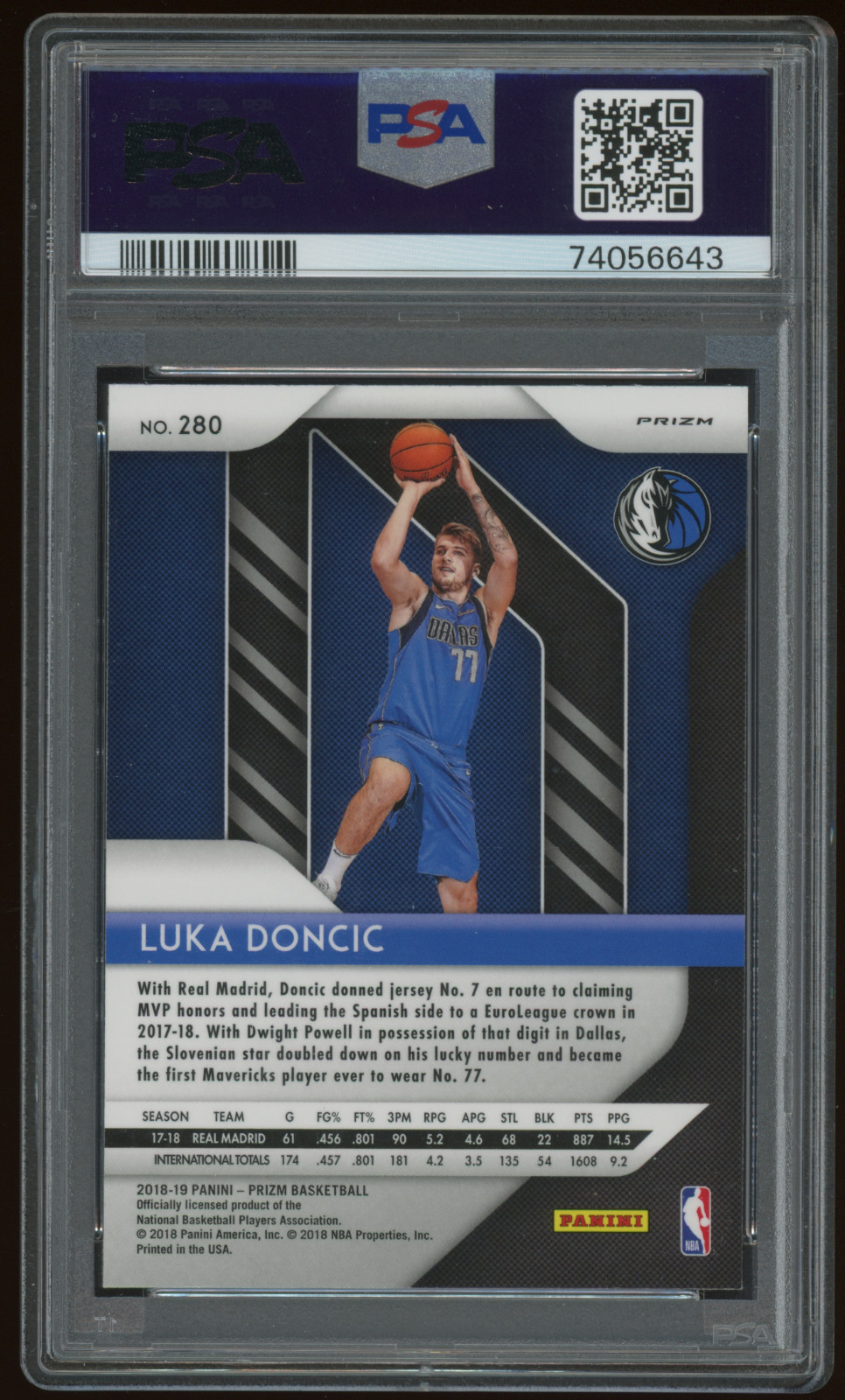 2018-19 Luka Doncic Signed Auto Panini Prizm Silver #280 RC PSA 10 / Auth POP 2! view 2