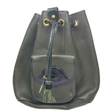 Vintage Dooney  Bourke AWL Green Leather Drawstring Sling Shoulder Bag Duck Fob