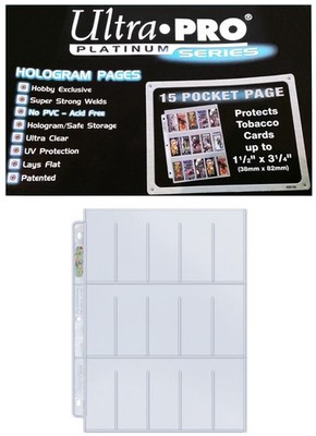 25 Ultra Pro Platinum 15 Pocket Tobacco Card Pages 1.5x3.25 Sheets Protectors