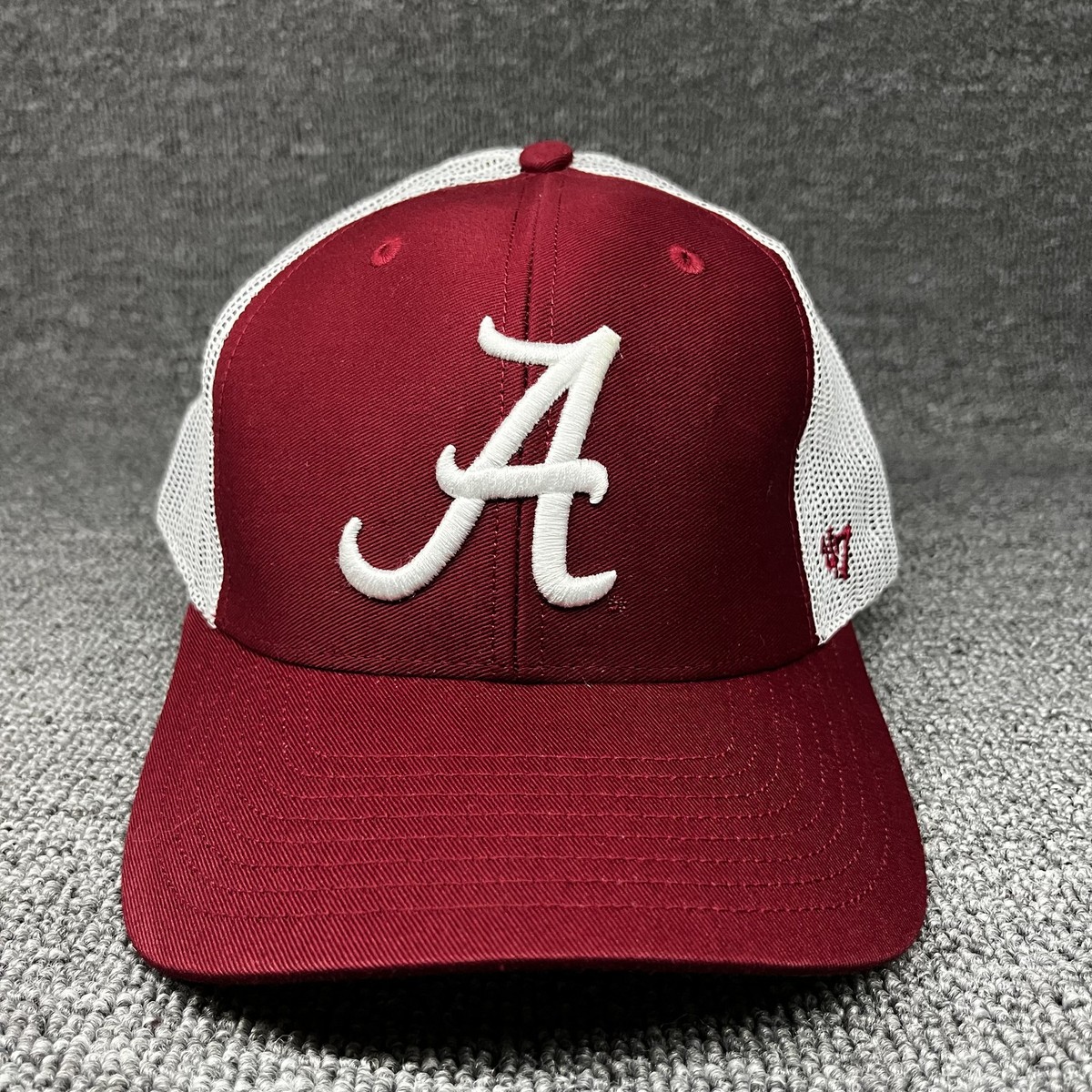 Alabama Crimson Tide '47 Brand Trucker Hat Script A Burgundy White Snapback Cap