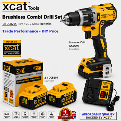 DCD796-Typ Brushless Kombi Bohrschrauber Set 2 x Akkus & Ladegerät DeWalt kompatibel