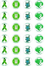 24x PRECUT SUPPORTING MENTAL HEALTH AWARENESS RIBBON RICE CUP CAKE TOPPERS